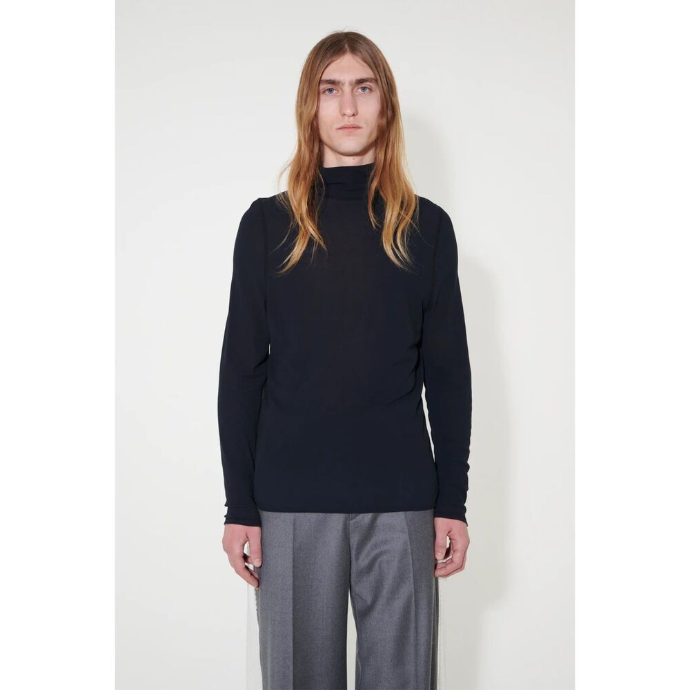 OUR LEGACY Mens Shirt Size 48 Black Pullover BEND TURTLENECK Cotton Knit $260